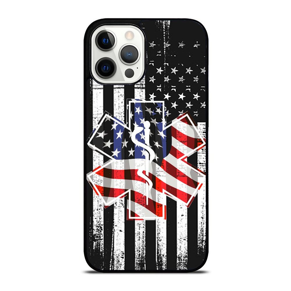 EMT Firefighter Fire Rescue EMT American Flag Gift iPhone Case